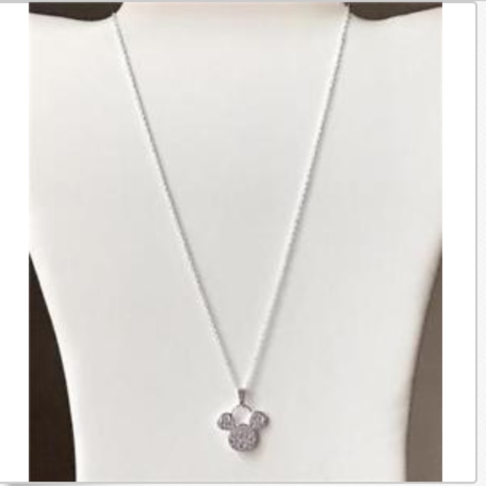 Silver Mickey Mouse Ears Necklace Disney 18” 1928 Vintage Disneyland Plated - Picture 5 of 8